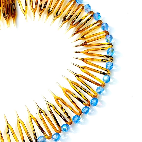 Vintage Blue Glass Hair Band - Picture 2 of 2